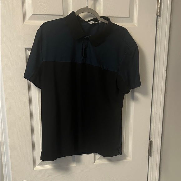 Calvin Klein Two-Tone Polo Shirt in Black and Navy - Picture 1 of 4